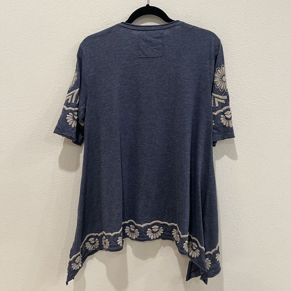 JWLA Johnny Was Tunic Top Boho Shirt Womens 3/4 Sleeve Blue Embroidered Tribal - Picture 5 of 7